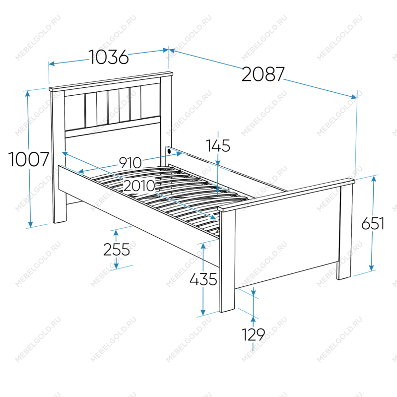 САГА кровать одинарная 90х200 белая | изображение 1