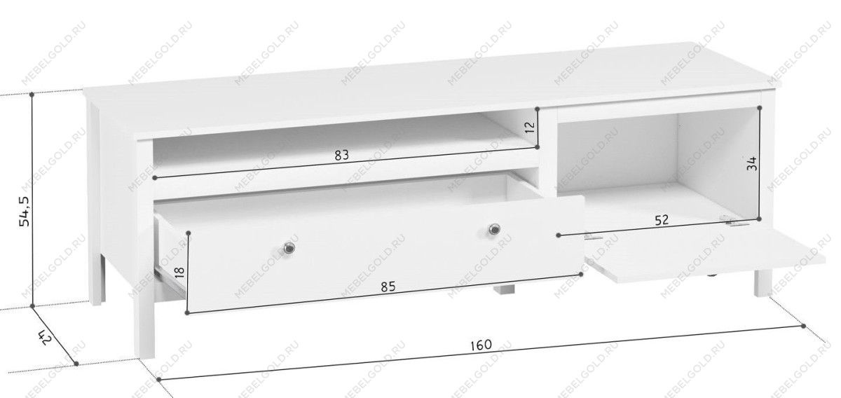 Тумба Ева (Хельга) RTV1D1S белый | изображение 3