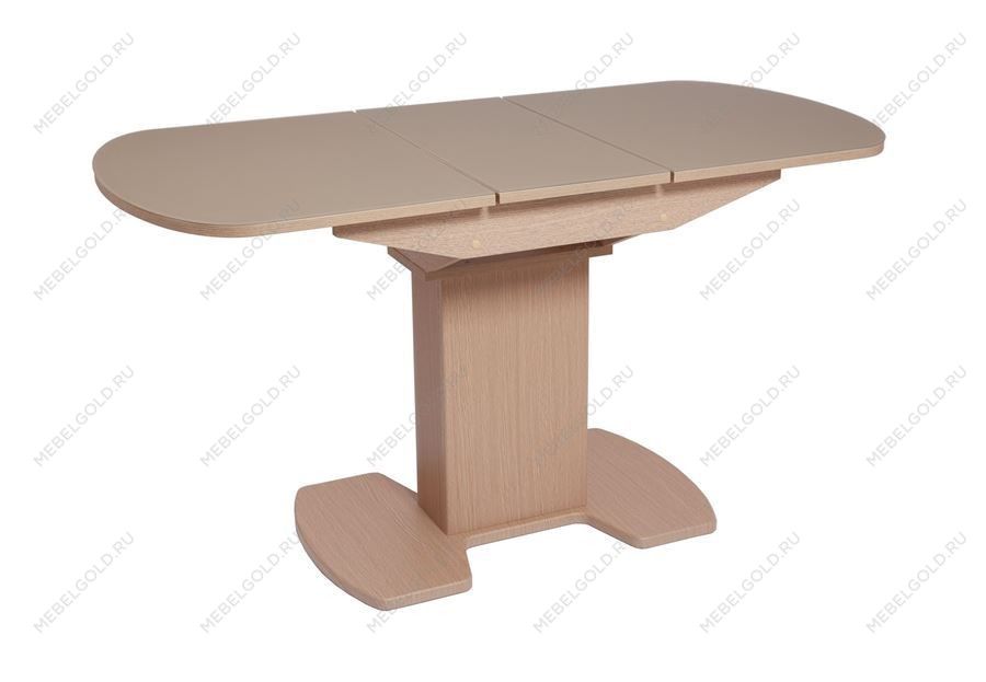 Стол Корсика 110 (110/141,5 х 70/стекло MATTE каппучино/ЛДСП Дуб выбеленный) | изображение 1