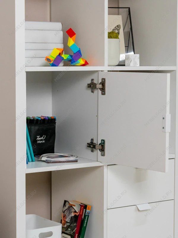 Модуль с дверцей для стеллажа ФОРА, ручка металл, 33х33х37, белый | изображение 5