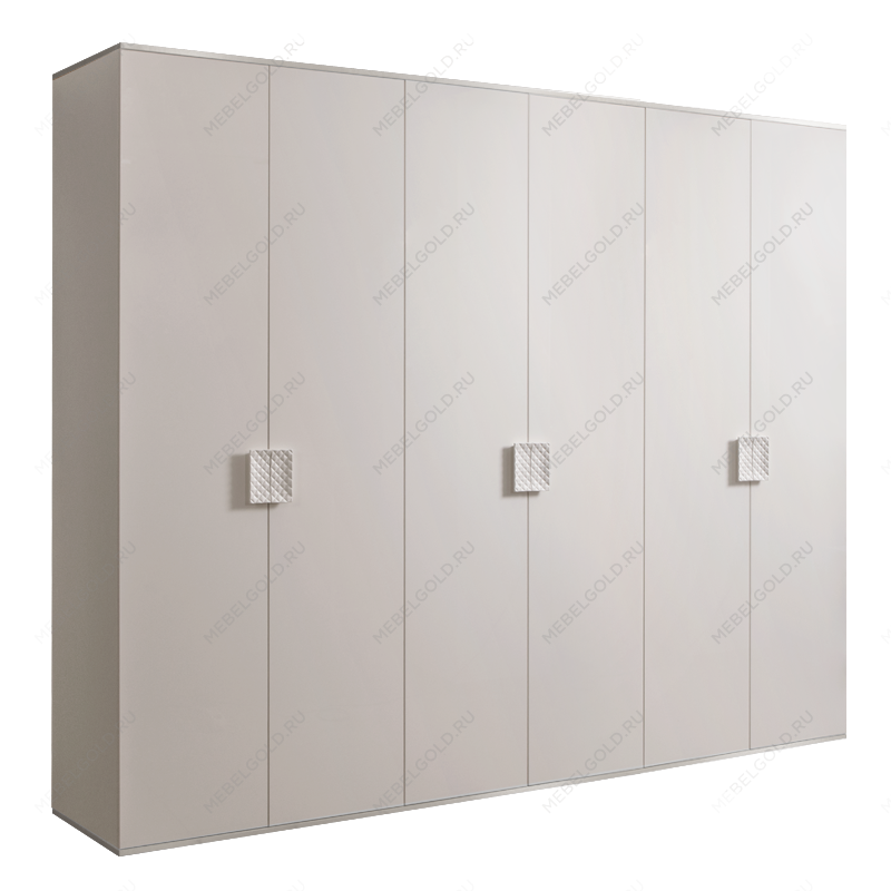 Шкаф 6-ти дв. для платья и белья Диора слоновая кость/серебро ДШ2/6