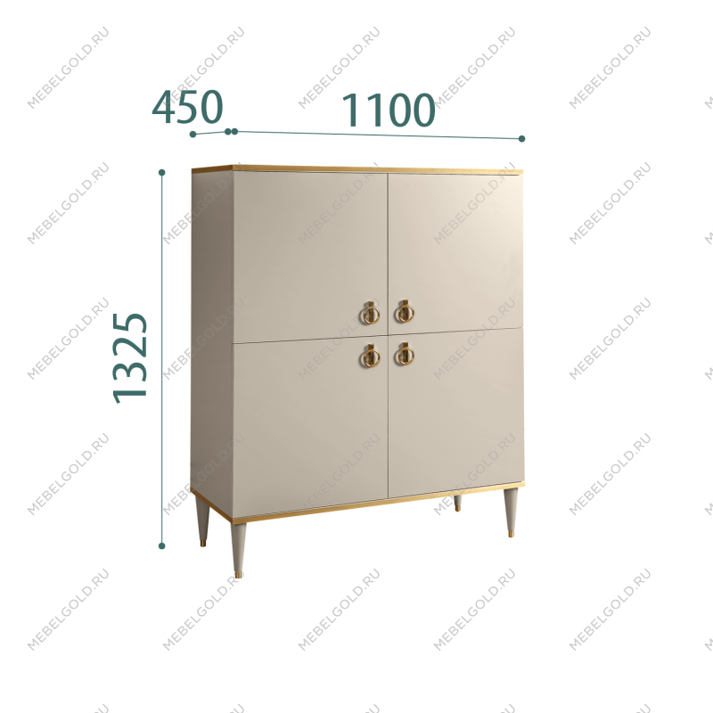 Пенал 4 двери Римини (Ваниль/Золото) РМП-3
