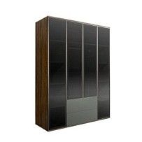 Шкаф 4-х дв. с ящиками Bogemia Woodline Air (Серый/Серебро) БМШ2/42(4)