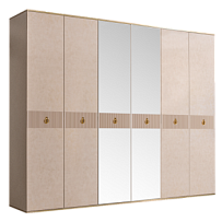 Шкаф 6-ти дверный с зеркалом Римини СОЛО (Латте/Золото) РМШ1/6(s)