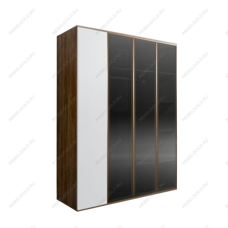 Шкаф 4-х дв. Bogemia Woodline Air (Белый/Золото) БМШ2/4(3)
