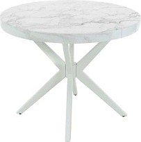 Стол раздвижной Оскар D95 Glass фотопечать (Цвет стекла: Мрамор №71 /цвет дерева: Тон 9 (эмаль белая))