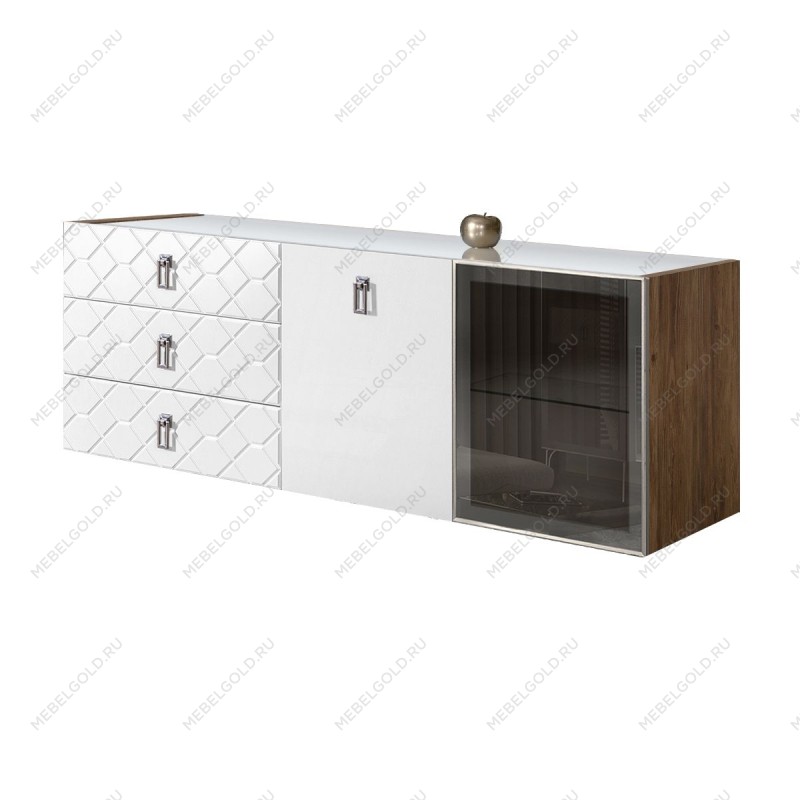 Комод 1.6м Bogemia Woodline Fly Fa (Белый) (Lakobel/Хром) БМКМ-4[5][10]