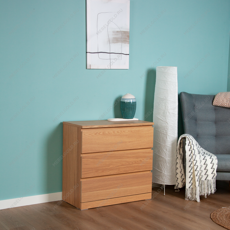 МАЛЬМ / VARMA Комод ИКЕА / IKEA 3, 80x78x40, шпон, беленый дуб | изображение 5