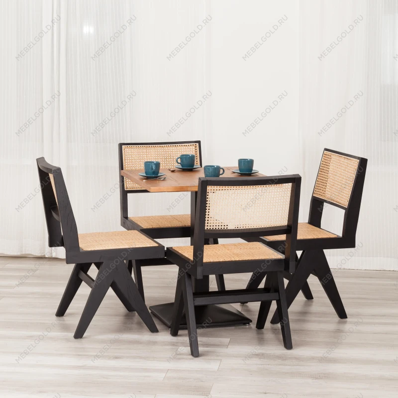 Стул LOKI, дерево вяз/ротанг, 51х44х86 см, черный | изображение 10