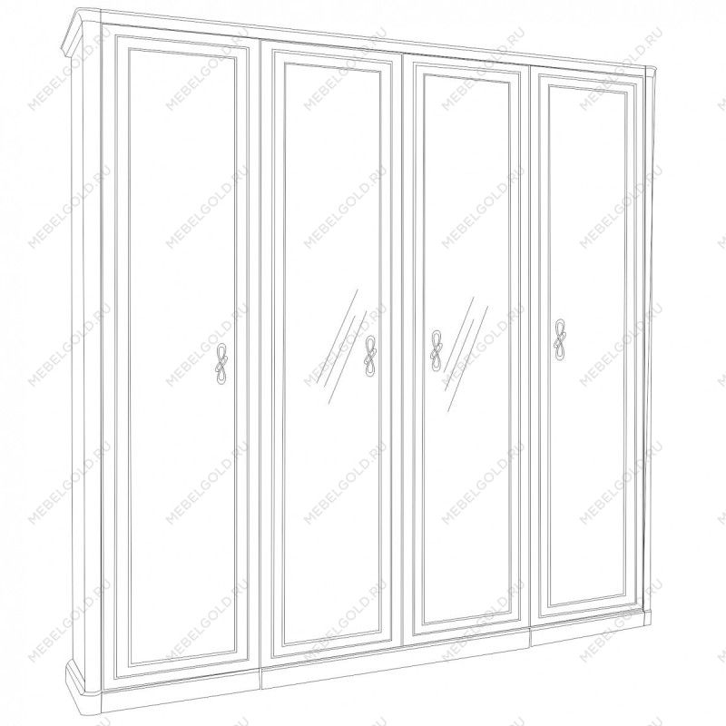 Шкаф Мишель 4-дверный (2+2) с зеркалом белый матовый | изображение 2