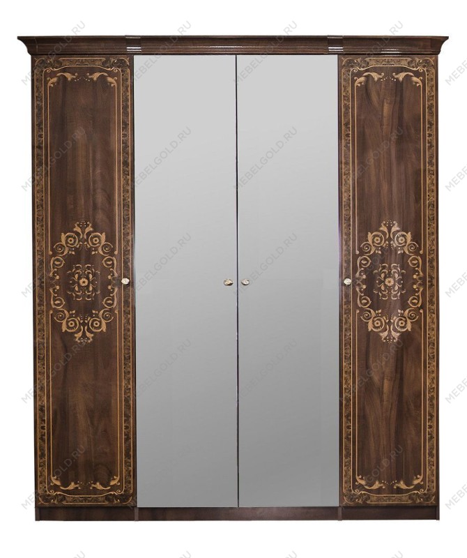 Шкаф Патрисия 4-дверный (1+2+1) с зеркалом караваджо глянец