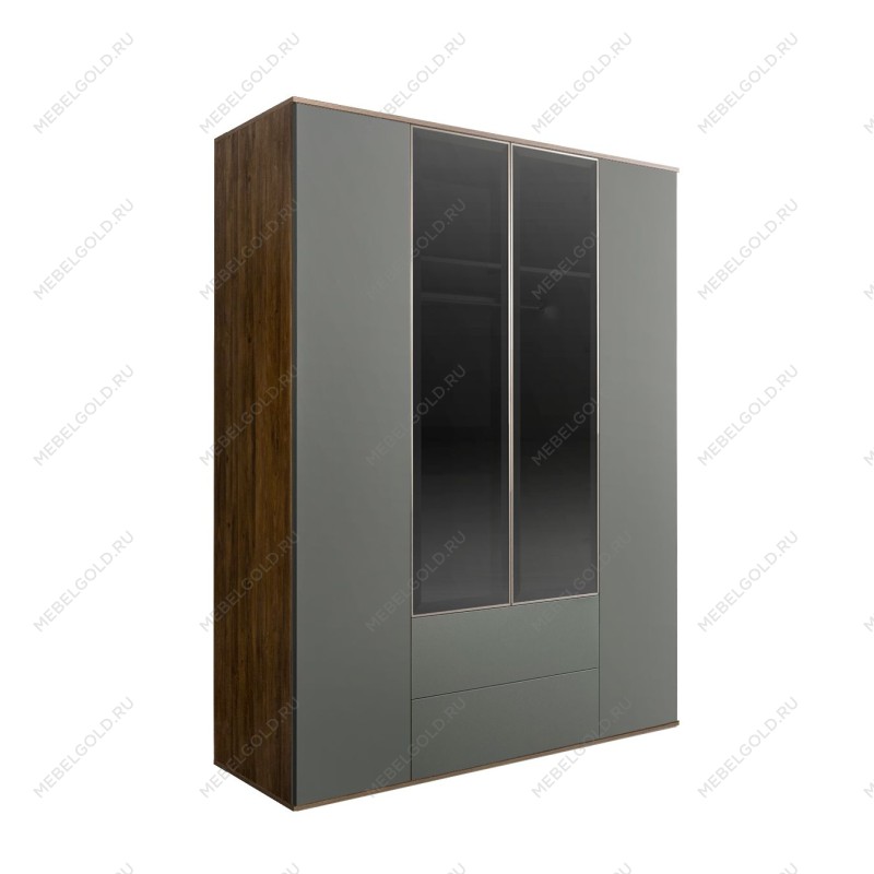 Шкаф 4-х дв. с ящиками Bogemia Woodline Air (Серый/Серебро) БМШ2/42(2)