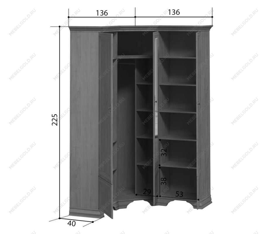 Шкаф угловой Кентаки SZFN5D каштан | изображение 4