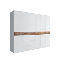 Шкаф 6-ти дверный с ящиками, Bogemia Wood Wo (Белый/Золото) БМШ2/61(Wo)