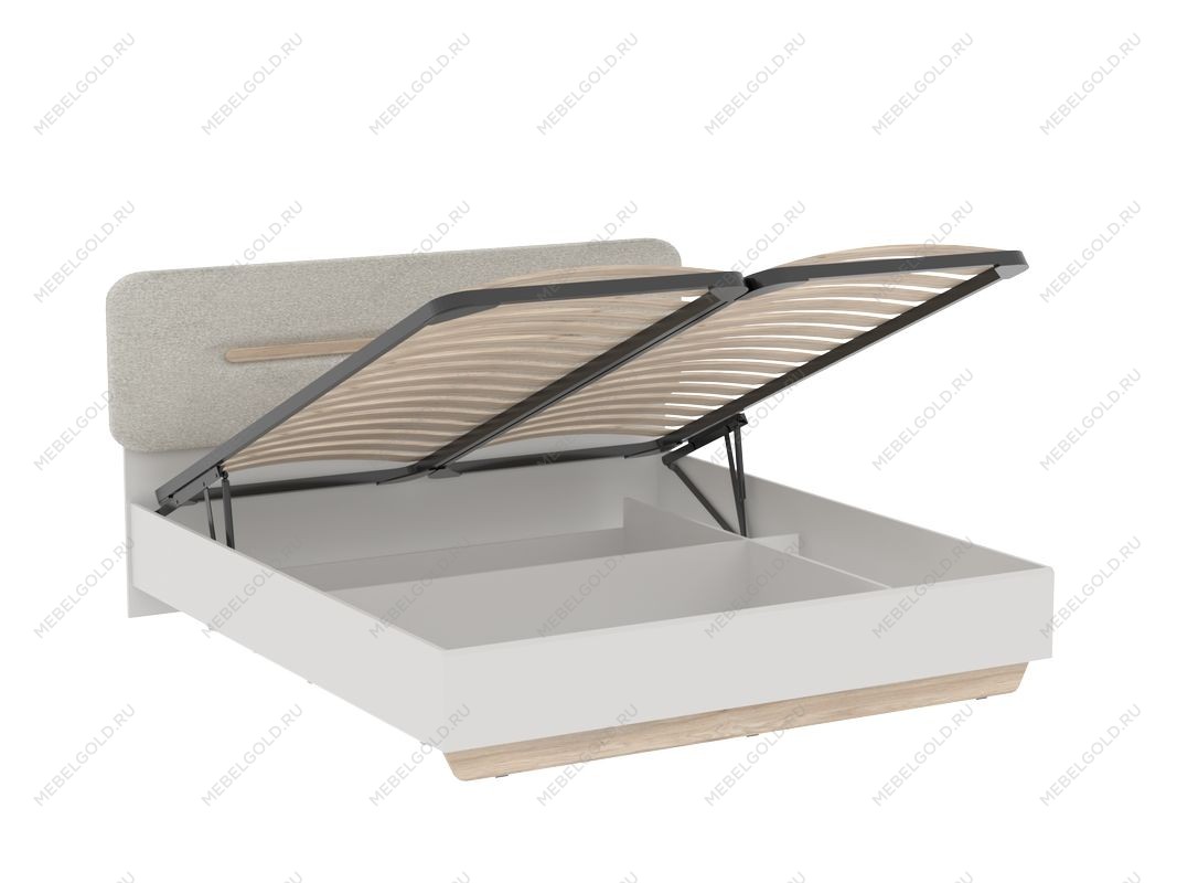 Кровать 1800 со светлой мягкой вставкой и подъемным механизмом, Аврора (1956*2063*1049) Дуб Мария/Кашемир