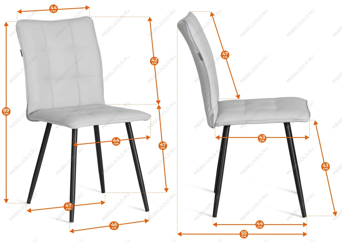 Стул обеденный Bari, ткань велюр, 46х55х89, молочный/черный, (Porsche 2) | изображение 15