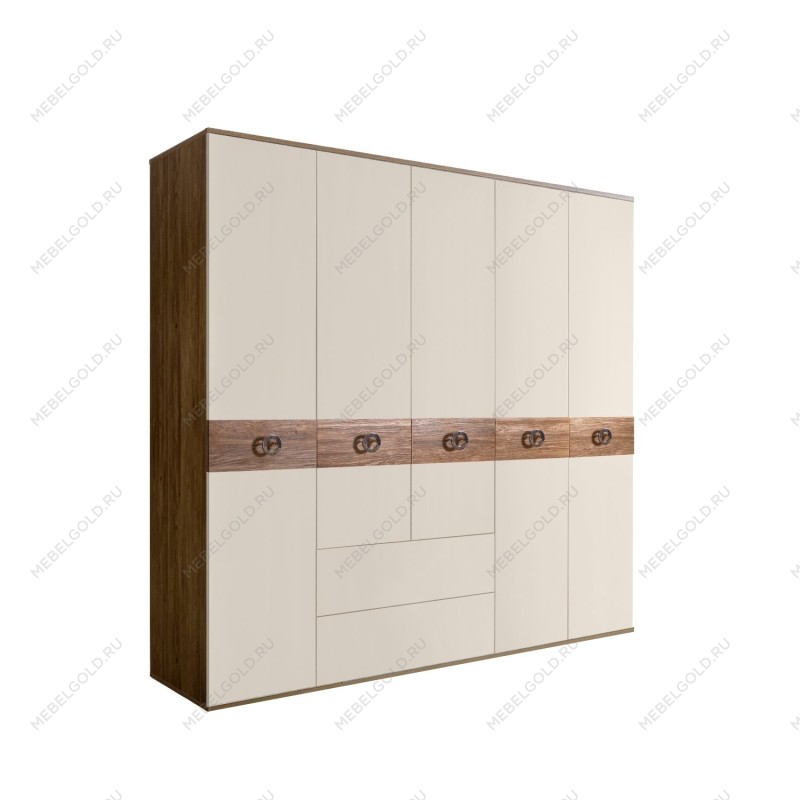 Шкаф 5-ти дверный с ящиками, Bogemia Woodline Wood Fi (Слоновая кость/Хром) БМШ2/51(Wo)