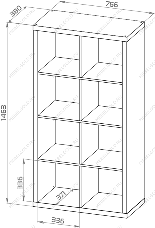 КАЛЛАКС / ФОРА Стеллаж ИКЕА / IKEA 8, прямоуголной формы с двумя рядами ячеек, тамбурат, цвет белый | изображение 3