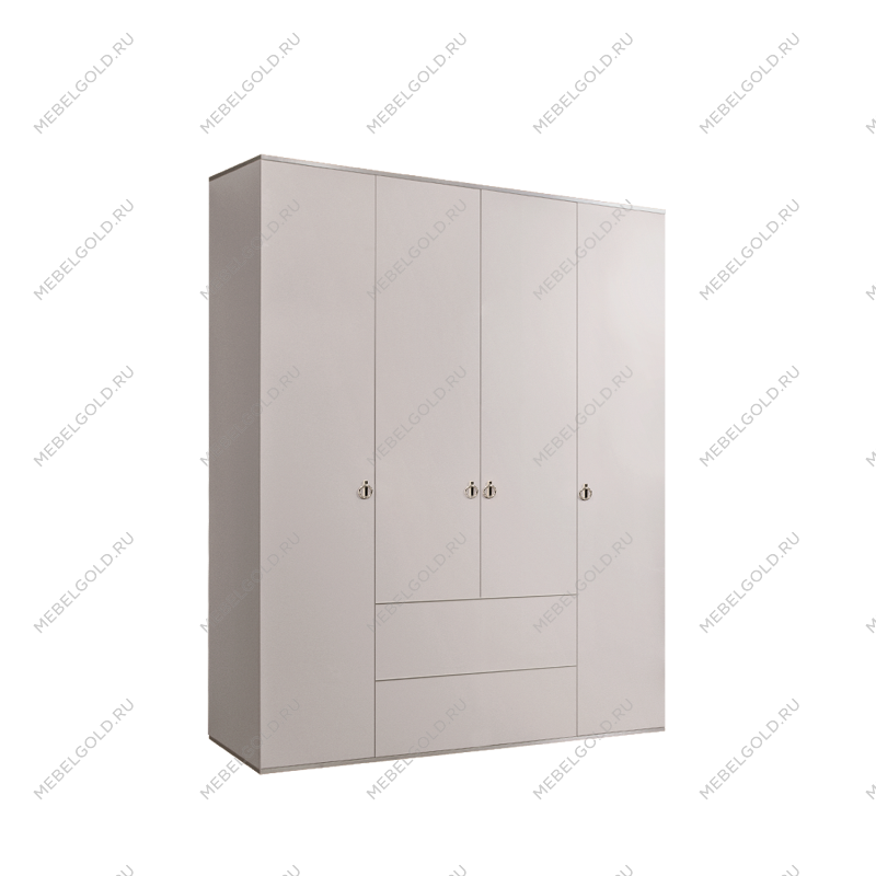 Шкаф 4-х дверный с ящиками Римини (Слоновая кость/Серебро) РМШ2/41