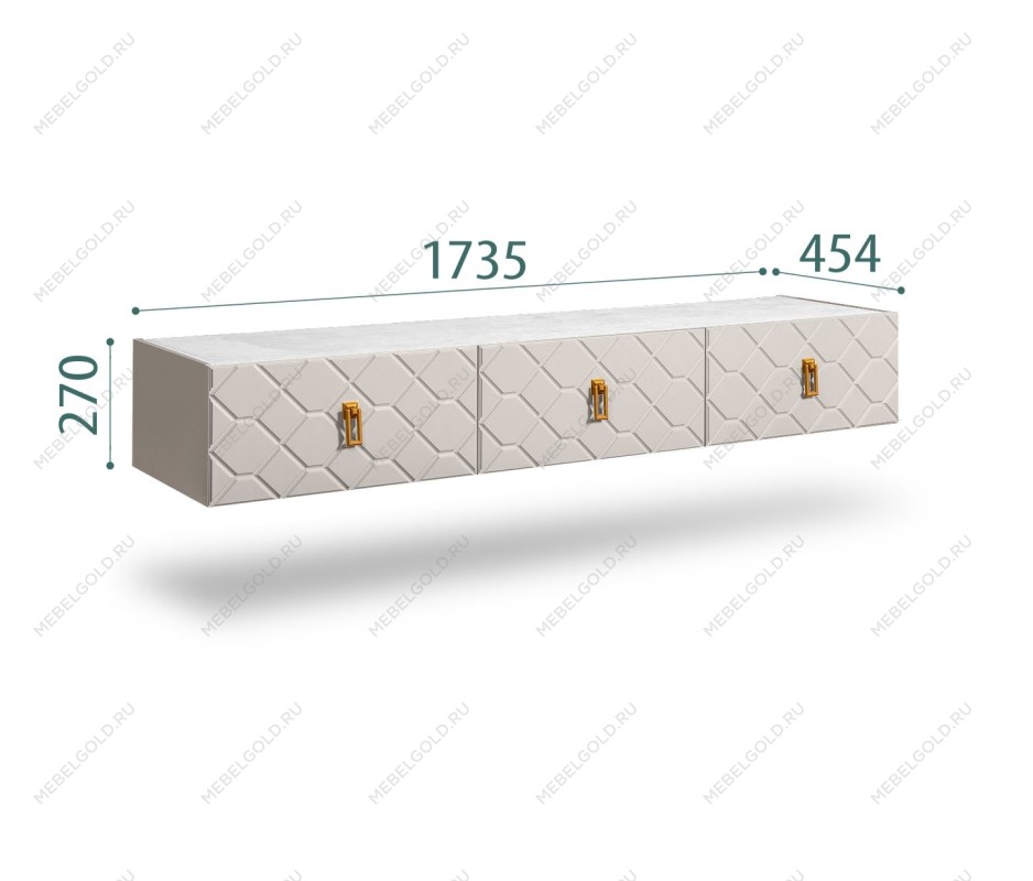 Тумба телевизионная 1.6м Bogemia Fly Farfalle (Шелк) (Novabuk/Золото) БМТ-1