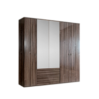 Шкаф 5-ти дверный с зеркалом, с ящиками Римини (Орех империя/Серебро) РМШ1/51