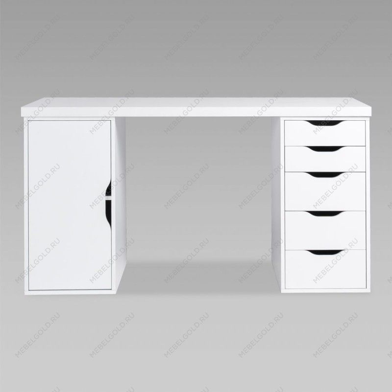 ИНГАР 2/5/ДВ стол письменный 140x75x55, белый | изображение 1