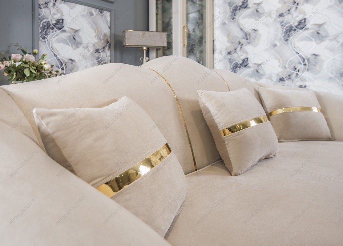 Диван Лара 2х местный бежевый золото (французская раскладушка) | изображение 5