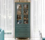 САГА шкаф с витриной 90 темно-бирюзовый/ясень | изображение 5