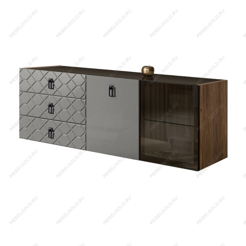 Комод 1.6м Bogemia Woodline Fly Fa (Серый) (Lakobel/Черный) БМКМ-4[5][10]