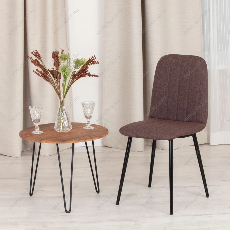 Стул ARC, ткань/металл, 46 х 52 х 88 см, коричневый 01/черный | изображение 9