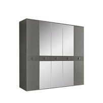 Шкаф 5-ти дверный с зеркалом Римини СОЛО (Серый/Серебро) РМШ1/5(s)