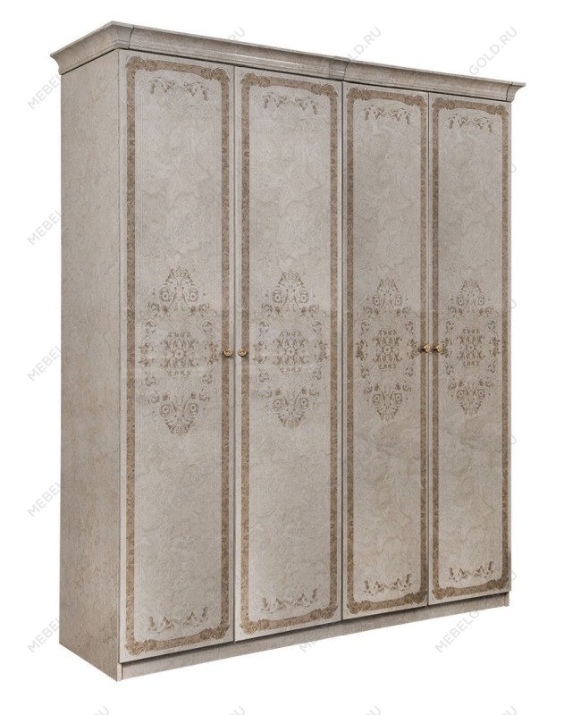 Шкаф Патрисия 4-дверный (2+2) без зеркал крем корень глянец