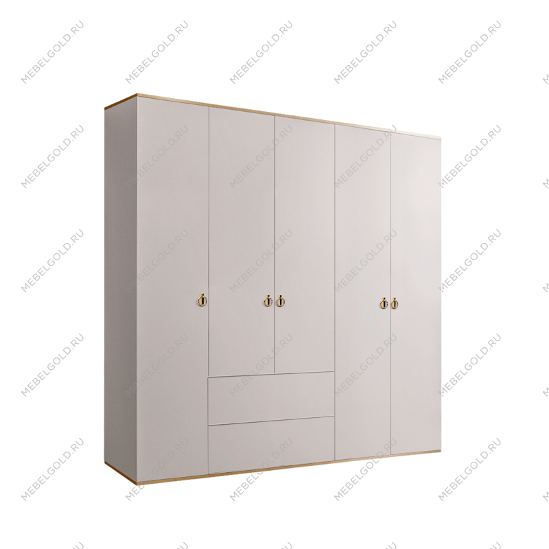 Шкаф 5-ти дверный с ящиками Римини (Слоновая кость/Золото) РМШ2/51