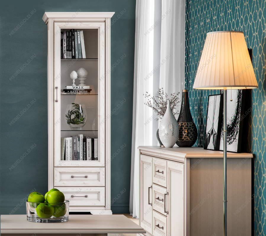 Шкаф-витрина Стилиус REG1W2S с подсветкой (Лиственница сибирская) | изображение 2