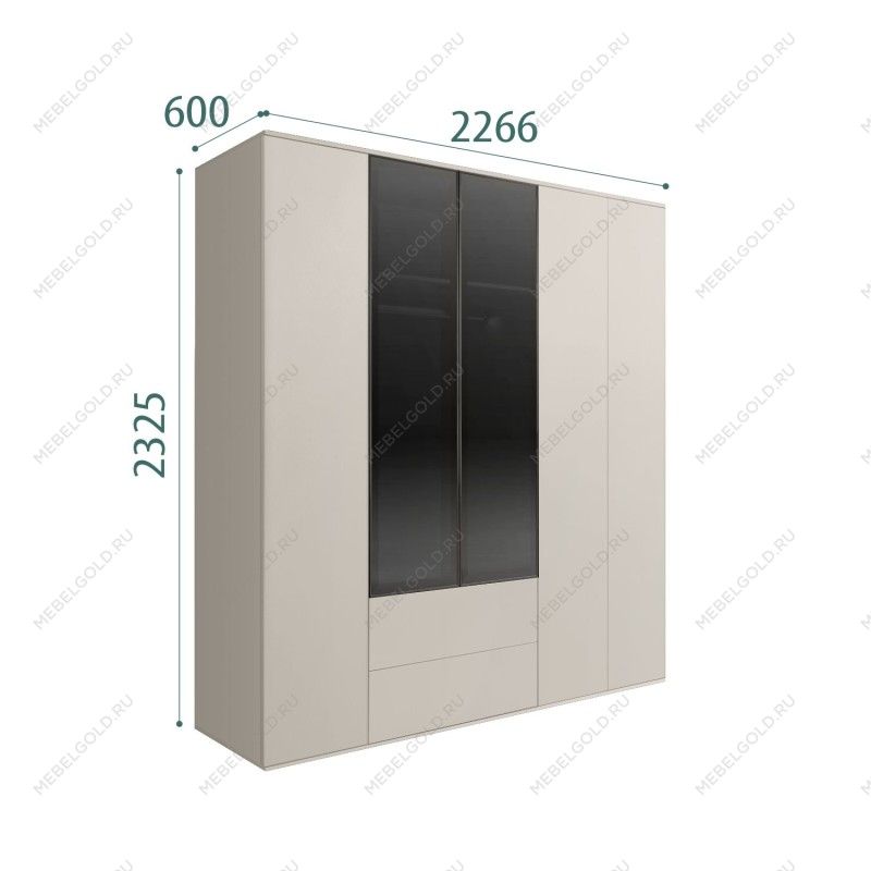 Шкаф 5-ти дв. с ящиками Bogemia Air (Шелк/Черный) БМШ2/52(2)