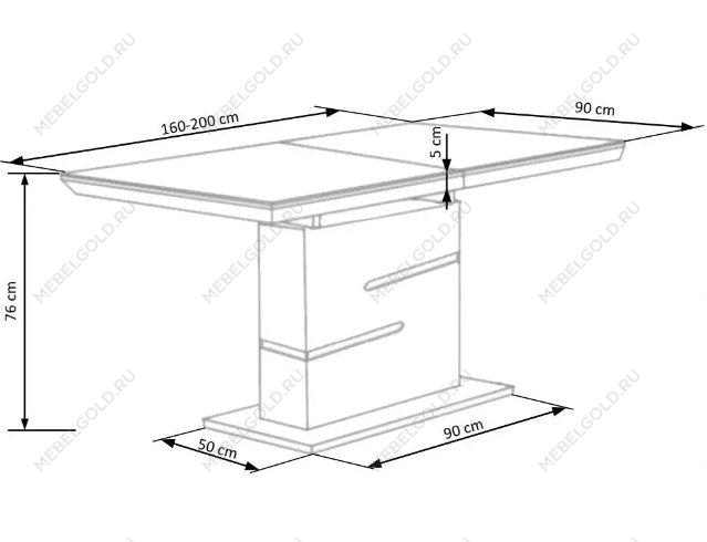 Стол обеденный Halmar MONACO, раскладной (бело-серый) | изображение 4