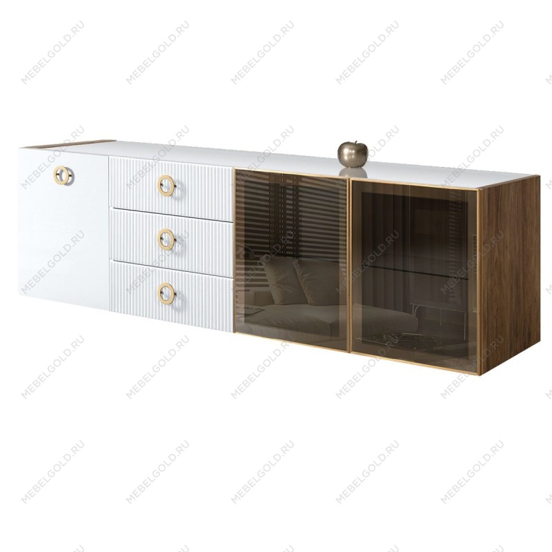 Комод 2.1м Bogemia Woodline Fly Fi (Белый) (Lakobel/Золото) БМКМ-5[5][10]