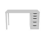ИНГАР стол письменный ИКЕА / IKEA белый, 140x75, с одной тумбой | изображение 1