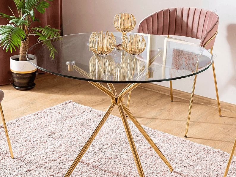 Стол обеденный Signal AZALIA (прозрачный/золотой) | изображение 2