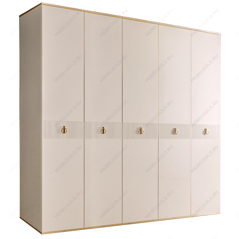 Шкаф 5-ти дверный Римини СОЛО (Слоновая кость/Золото) РМШ2/5(s)
