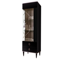 Витрина 1-ств. Римини СОЛО (Черный/Серебро) (Правая) РМВ1-1С(s)