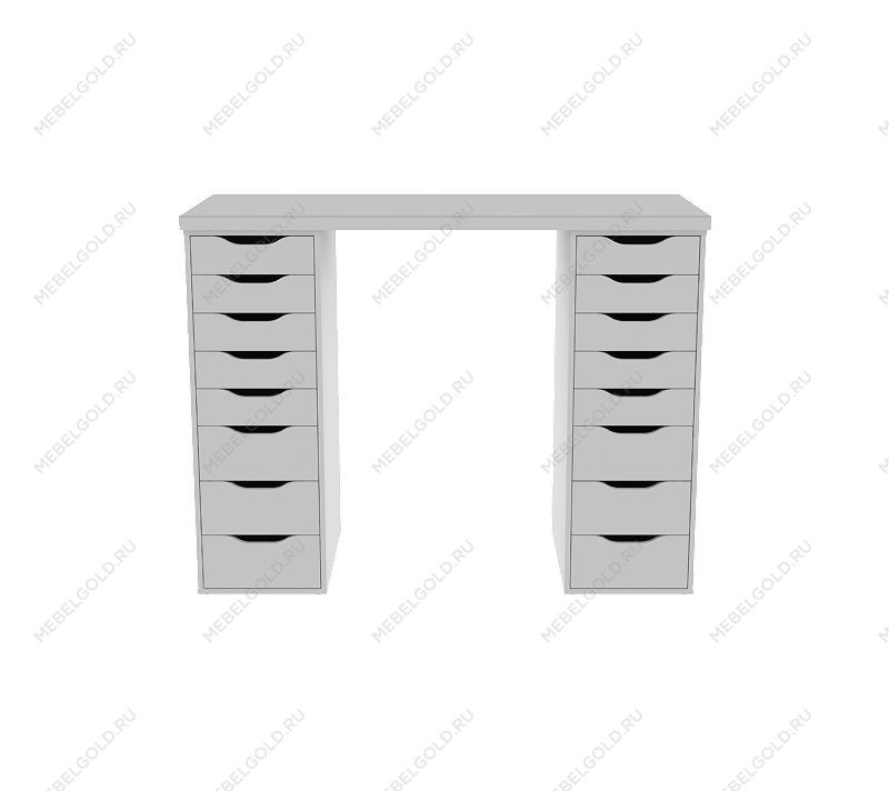 ИНГАР стол письменный ИКЕА / IKEA белый, 140x75, с двумя высокими тумбами | изображение 1