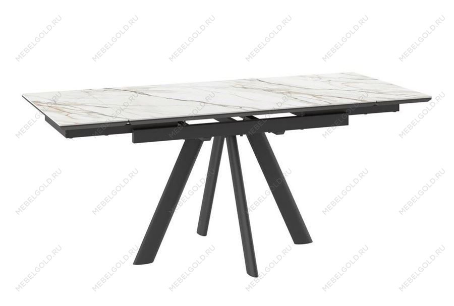 Стол с керамическим покрытием Джейтон-120 (CALAKATTA GOLD ST CER/Черный) 120(30+30)х80 | изображение 1