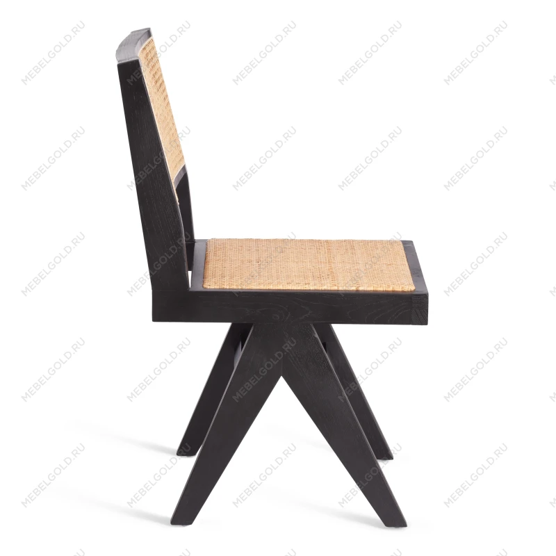 Стул LOKI, дерево вяз/ротанг, 51х44х86 см, черный | изображение 1
