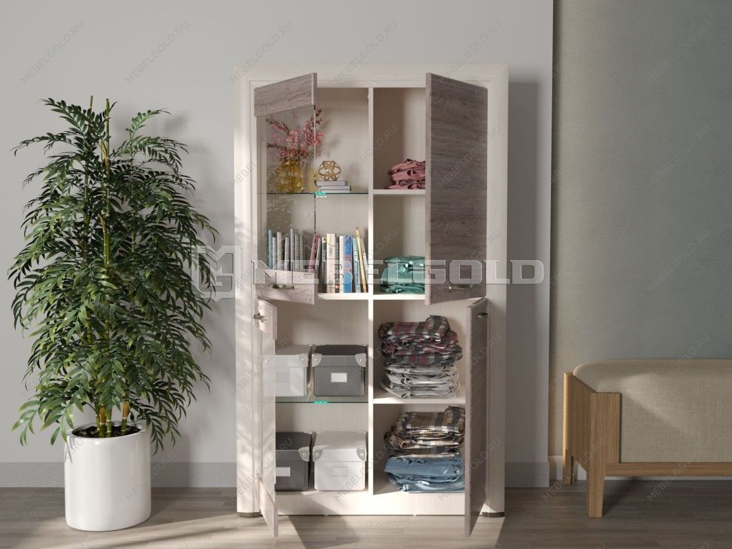 Шкаф с витриной Оливия 2V2D | изображение 4