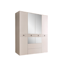 Шкаф 4-х дверный с зеркалом, с ящиками Римини СОЛО (Бежевый/Серебро) РМШ1/41(s)