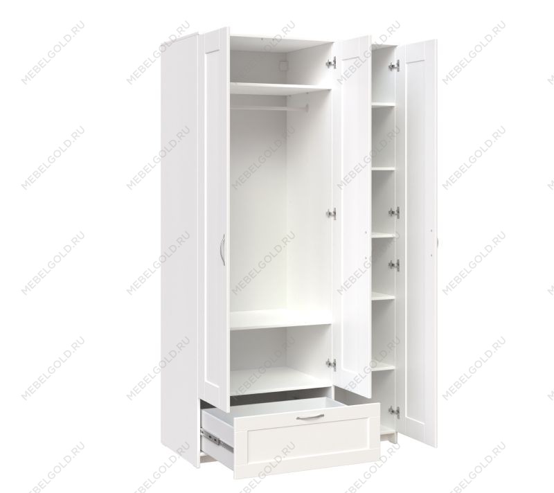 БРИМНЭС / СИРИУС Шкаф трёхдверный ИКЕА / IKEA белый с одним выдвижным ящиком и зеркалом | изображение 2