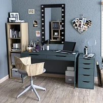 Стол письменный на металлических ножках Ингар Д 100x48x76, серо-бирюзовый/черный