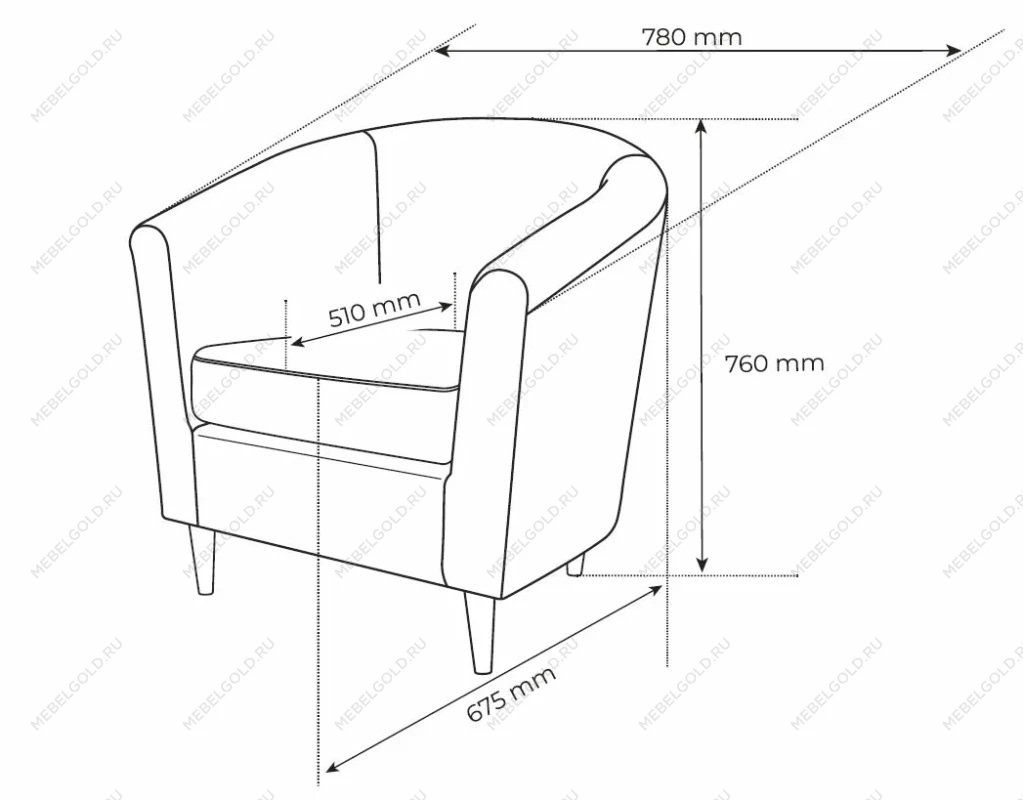 Кресло для отдыха ТУННЕ, 78х68х76, кремовый | изображение 2