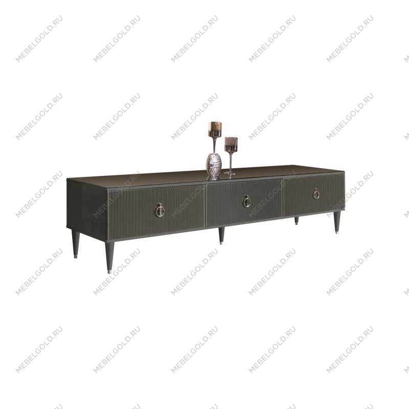 Тумба под телевизор 3 ящика Римини СОЛО (Серый/Серебро) РМТ-4(s)[10]